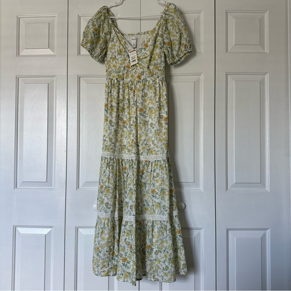 NWT yellow and green floral maxi dress